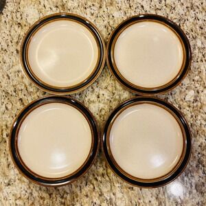RARE Yamaka Stoneware Suncraft Luna SY-6001 Plates (4) Japan MCM BLUE/Honey Rim